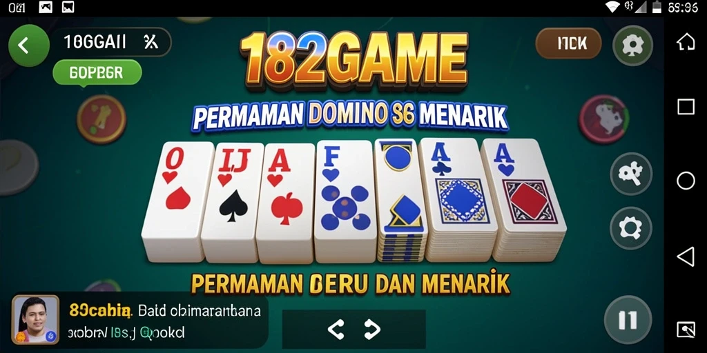 Tampilan gameplay seru dalam 182GAME yang menggambarkan Domino.