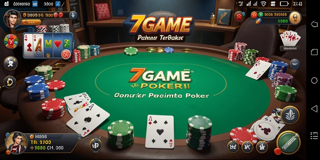 Tampilan gameplay Poker yang mendebarkan di 7GAME.