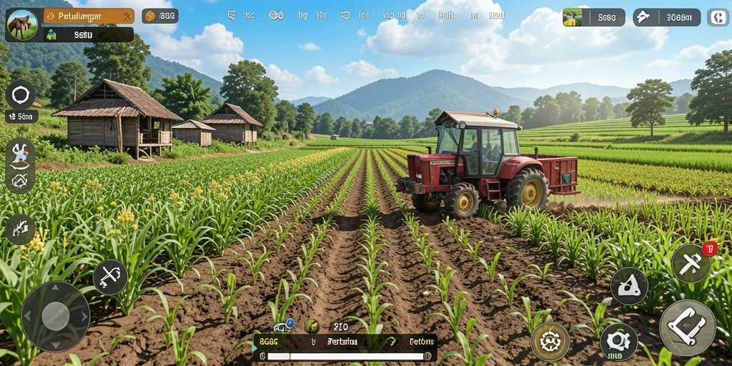Screenshot gameplay 8G8G menampilkan aktivitas pertanian seru.