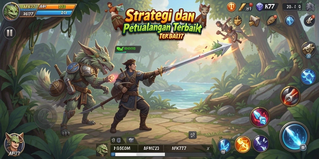 Tampilan gameplay <strong>AFK77</strong> yang menarik saat pertarungan strategis berlangsung.