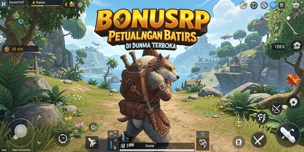 Screenshot utama BONUSRP menampilkan pemain menjelajahi dunia terbuka yang indah.