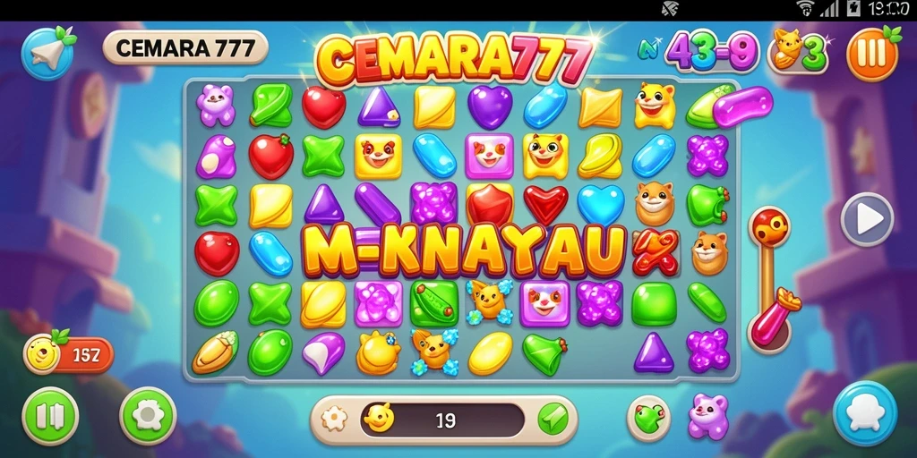 Screenshot CEMARA777 menampilkan aksi gameplay match-3 yang menarik.