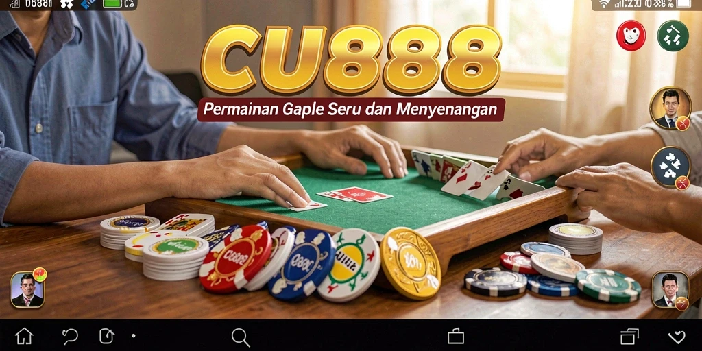 Gameplay seru Gaple di aplikasi CU888 yang interaktif.