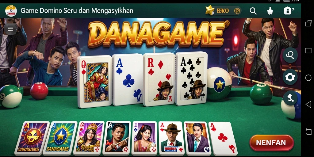 Tampilan gameplay Domino di DANAGAME yang seru dan interaktif.