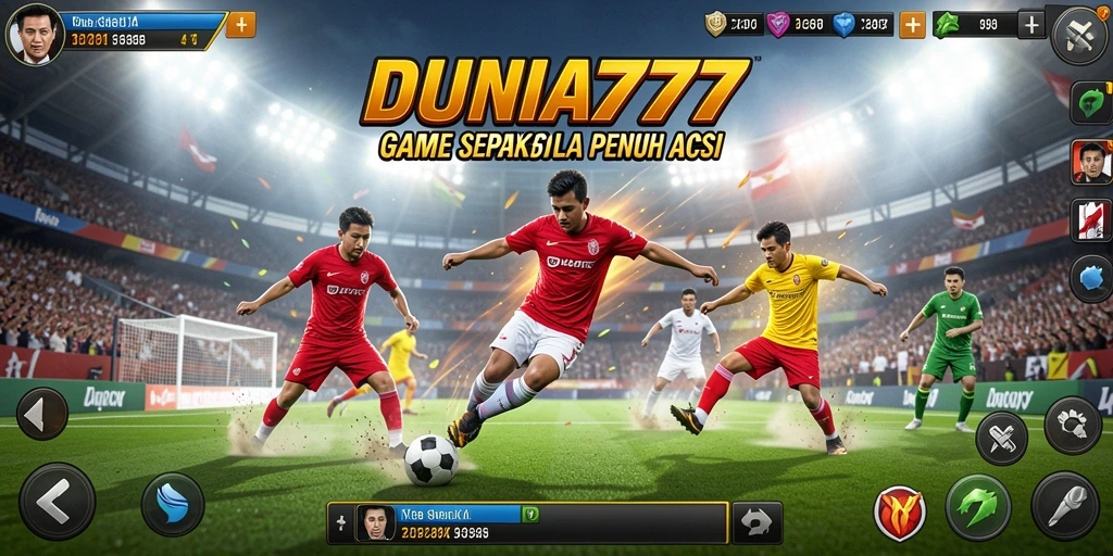 Tampilan seru dari pertandingan sepak bola di DUNIA777.