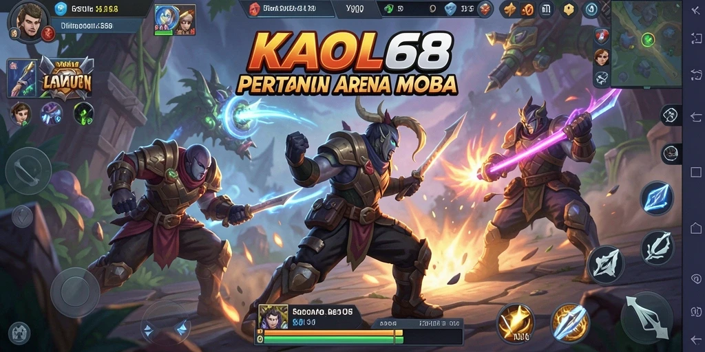 Gameplay MOBA seru dalam KAOL68 dengan pertarungan intens.