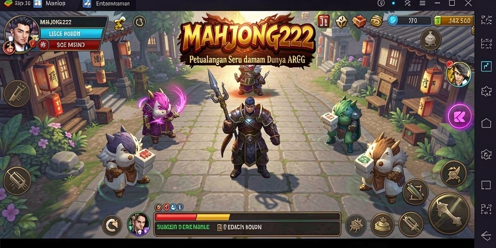 Tampilan gameplay seru dalam MAHJONG222 dengan aksi bertempur yang mendebarkan.