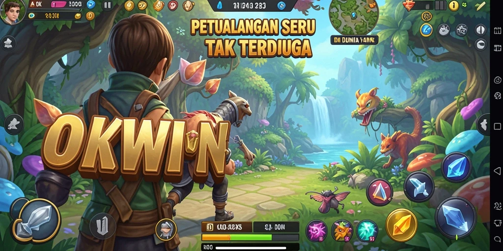 Tampilan gameplay <strong>OKWIN</strong> yang seru dan menantang saat menjelajahi dunia petualangan.