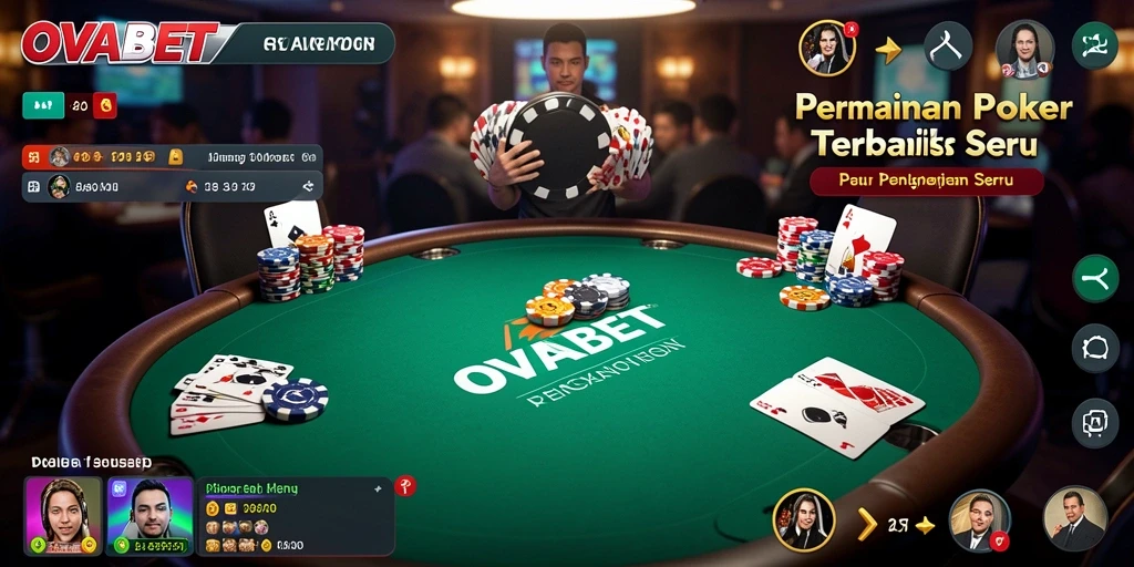 Screenshot gameplay OVABET menunjukkan pemain asyik berkompetisi dalam Poker.