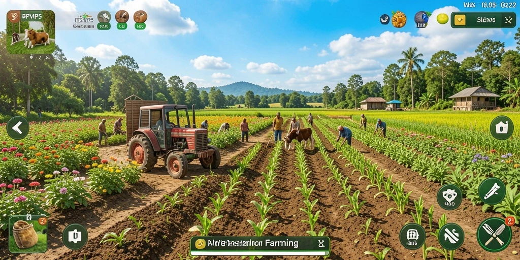Screenshot gameplay RPVIP5 menampilkan aktivitas bertani yang seru dan interaktif.