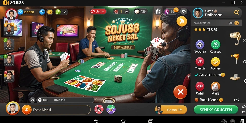 Tampilan menarik dari gameplay Poker di SOJU88.