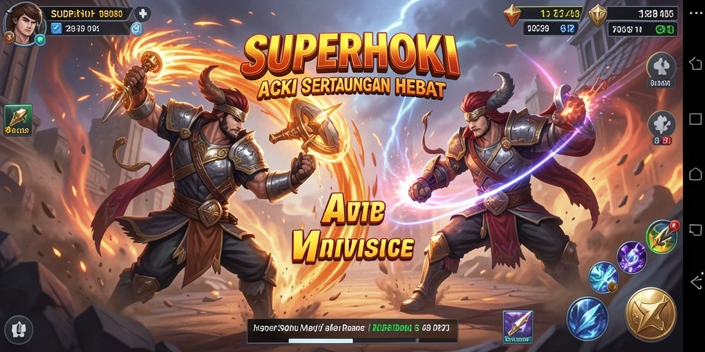 Tangkapan layar SUPERHOKI menunjukkan pertarungan epik yang menghentak.