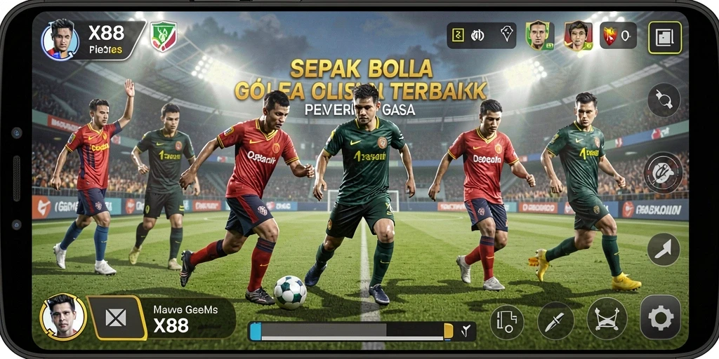 Tampilan menarik dari gameplay sepak bola X88 yang mendebarkan.